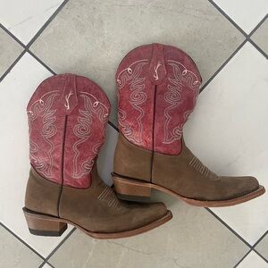 Cabela's Pink and Brown Leather Cowboy Boots